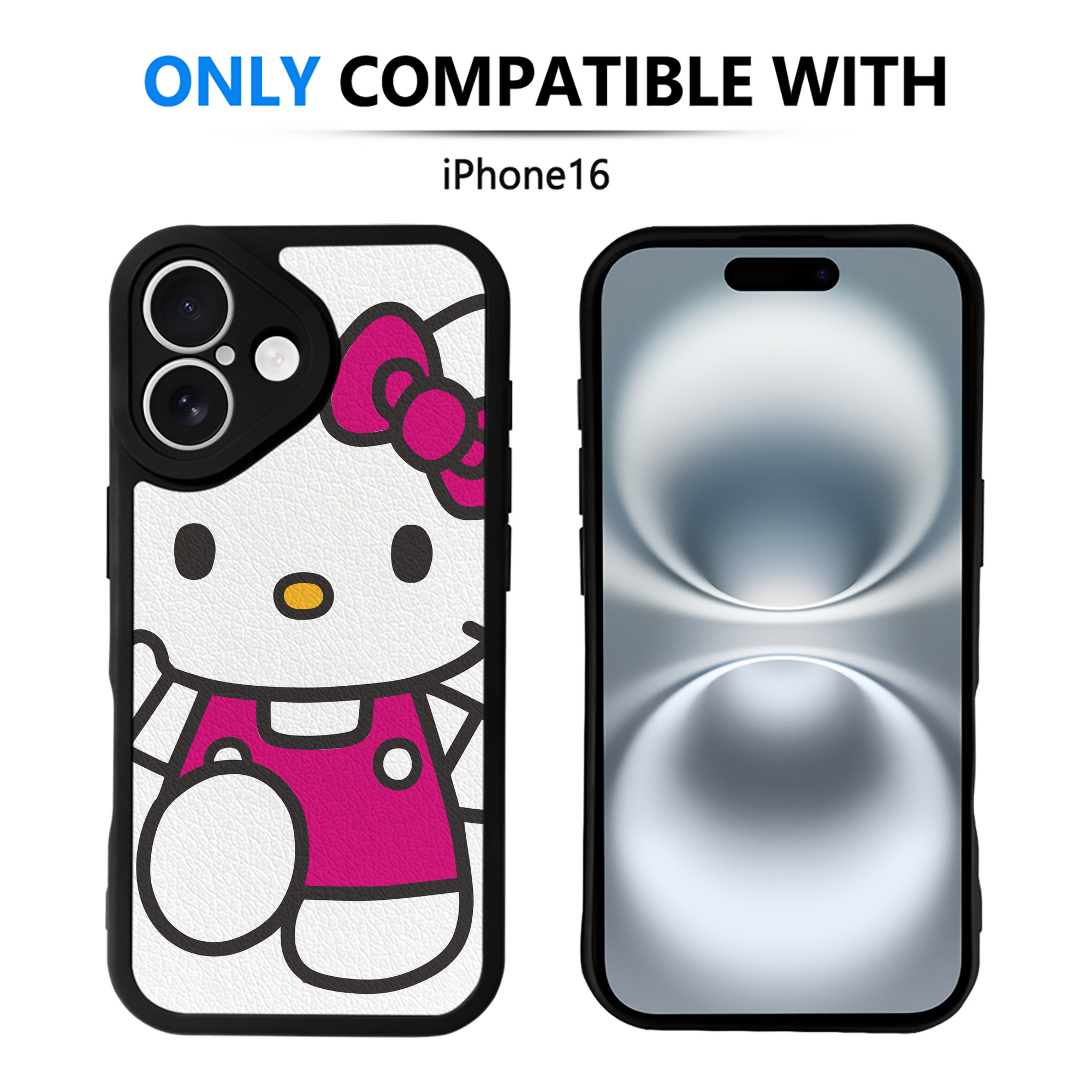 （画像用） Hello Kitty ハローキティ 【iPhone 16シリーズ対応】シリコンスマホケース（レザー調） 材質：シリコン